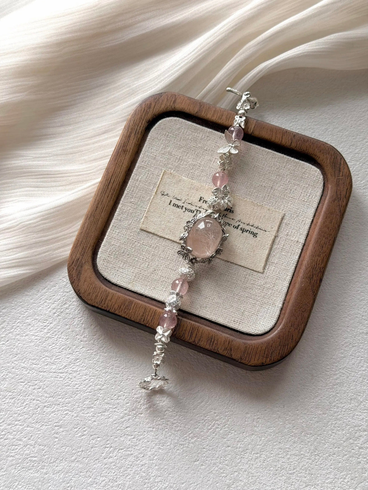 13. Retro Embossed Silver Beaded Bracelet