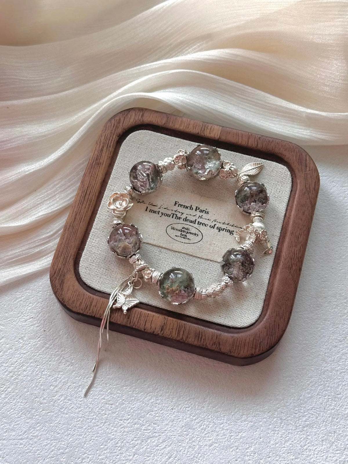 19. Gentle Style Clear Bead Charm Bracelet